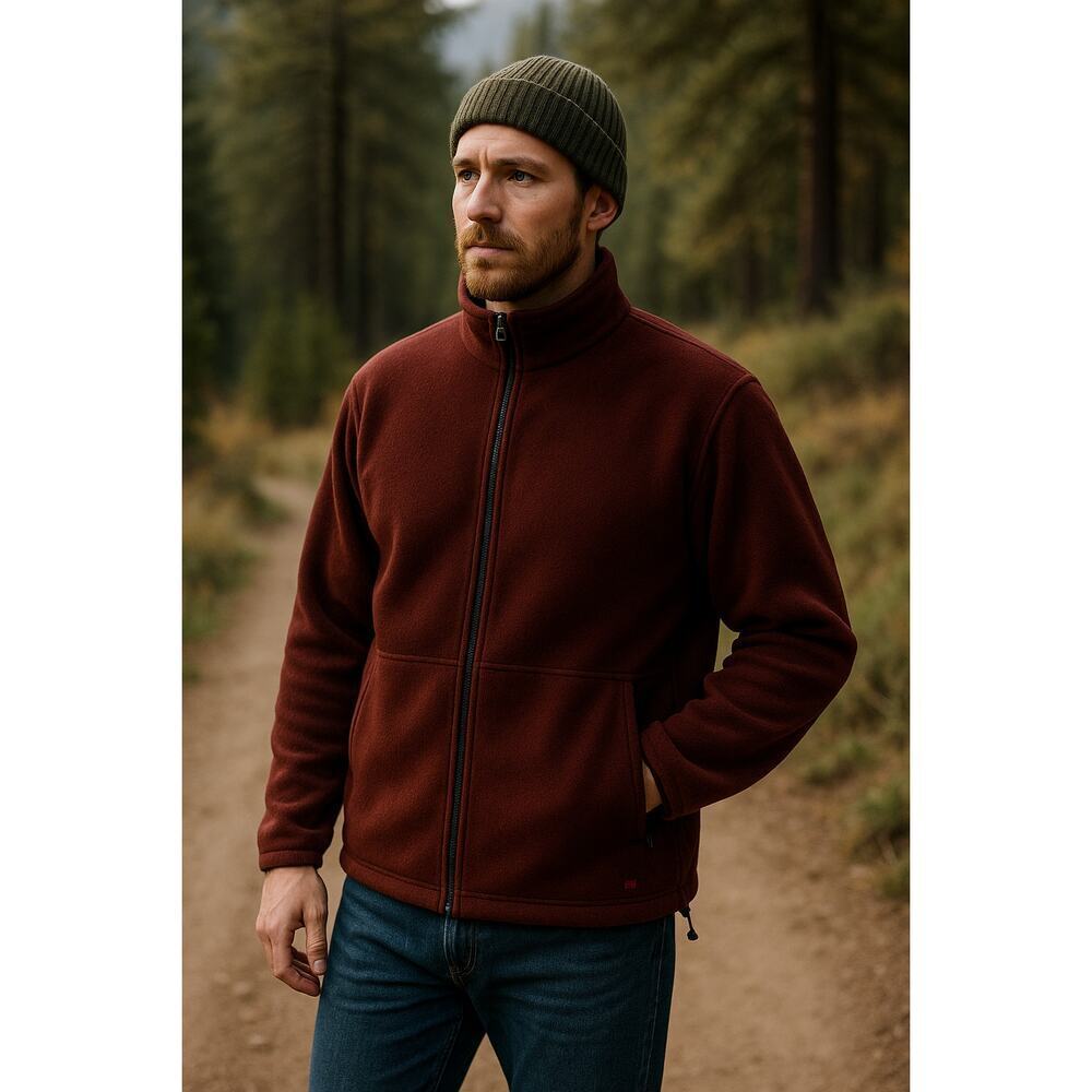 Woolrich Men’s Full-Zip Fleece Jacket — Mulberry Brown — Size L - Picture 1 of 7